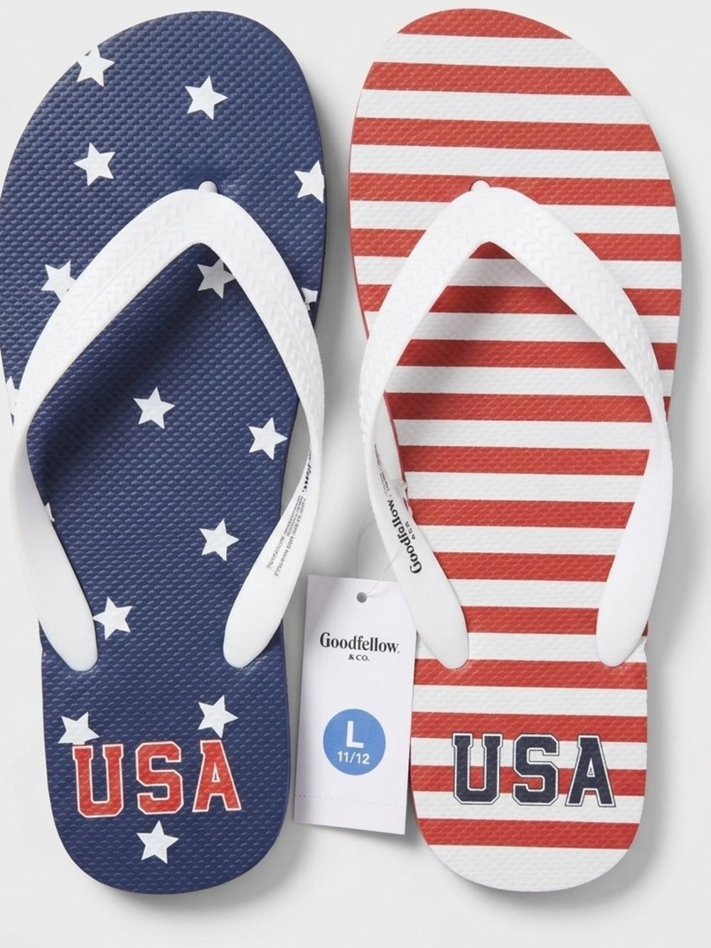 Goodfellow & Co Kids' USA Flip Flops - Red, White & Blue Stars & Stripes
